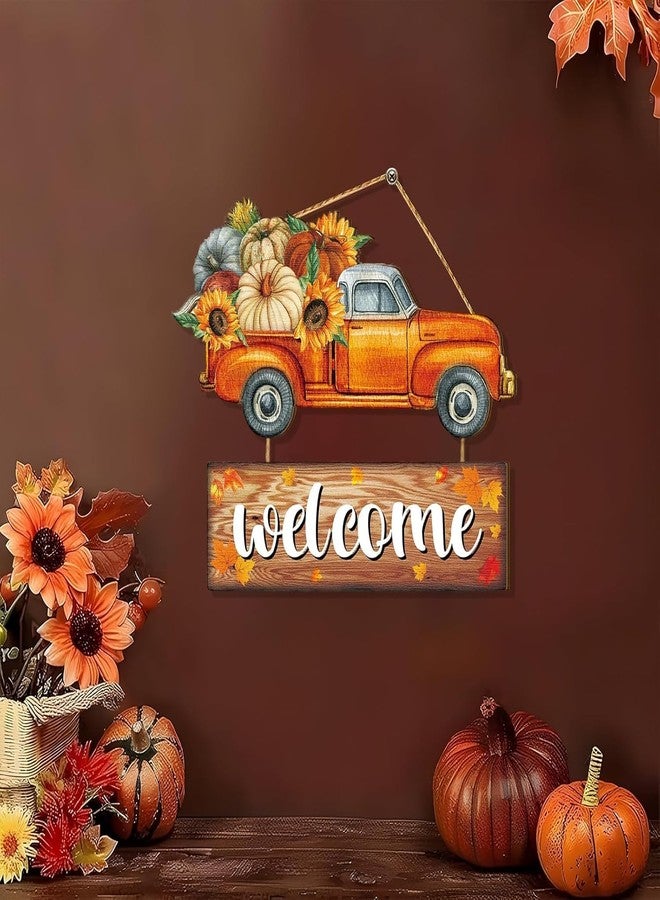 BWFY Fall Thanksgiving Door Sign, Wooden Harvest Decorations, Indoor Outdoor Farmhouse Porch Decor (2) - Image 4